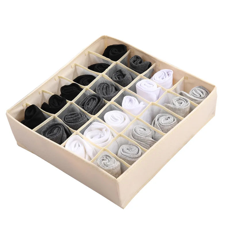 Factory Outlet Single Tier Foldable Underwear Storage Box 7/16/24 Grid Drawer Type Organizer for Clothing and Socks