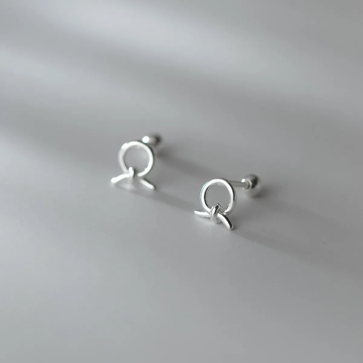 925 Sterling Silver Earrings Rhodium Plated Geometric Rope Knotted Stud Cute Style for Anniversaries