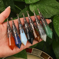 Natural Crystal Hexagonal Point Pendant NecklaceBronze Copper Plated Divination PendulumVintage Witchcraft MeditationJewelry