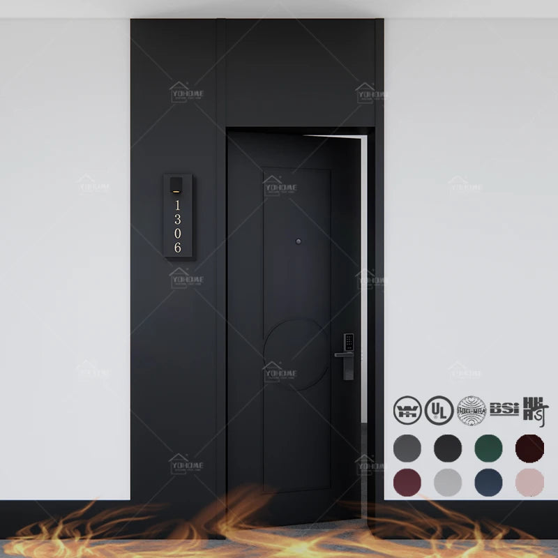 Yohome Professional Manufacturer Soundproof Architectural Flush Wood Doors Hinged Fire Door Residential Interior Painted Doors