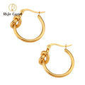 Simple Knotted Flat Needle Earrings Stainless Steel Plated 18K Gold Earrings Jewelry for Women