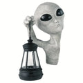 Alien Tree Lantern Resin Sculpture with Glowing Vintage Lamp Mysterious Extraterrestrial Emerging From Trunk for Garden Decor