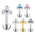 ASTM F136 Titanium Zircon Triangle Labret Stud Helix Ear Cartilage Earrings Ear Studs Lip Ring Bar Fahion Body Piercing Jewelry