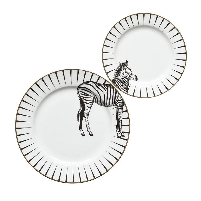 Factory Hot Sale Hotel Restaurant Porcelain Dishes Ceramic Dinner Nordic Plate Custom Animal Logo Printed Ceramic Plate Sets