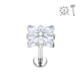 ASTM F136 Titanium Internal Threaded &Push in Studs With CZ Leaf Labret Lip Piercing Body Women Jewelry
