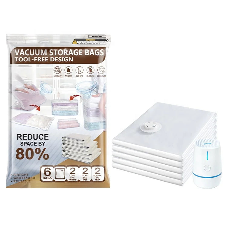 Eco Friendly Home Pillow Space Saving Vacuum Storage Bag Online Folding Vacuum Sealer Bag for Clothing&Coat and Quilt