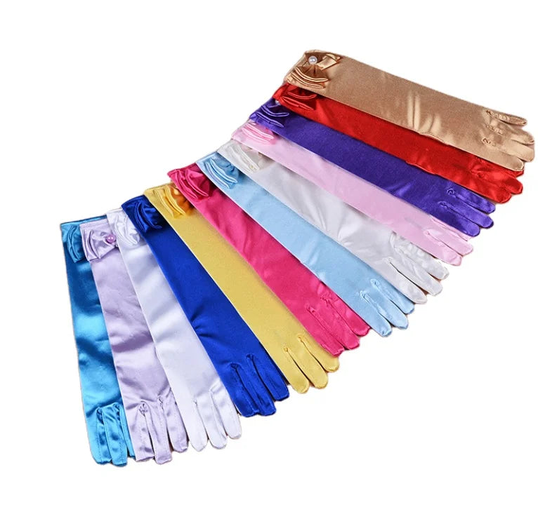 29cm Elbow Flower Girls Satin Gloves 100% Polyester White Charm Birthday Party Princess Cosplay All Year