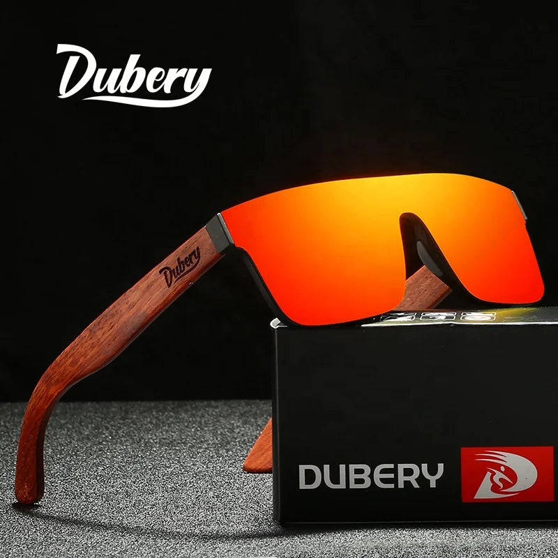DUBERY Factory Custom Wholesale Polarized Mens Sunglasses square Wooden Sunglasses 2025 Uv400  Fashion Shades Sunglasses D219