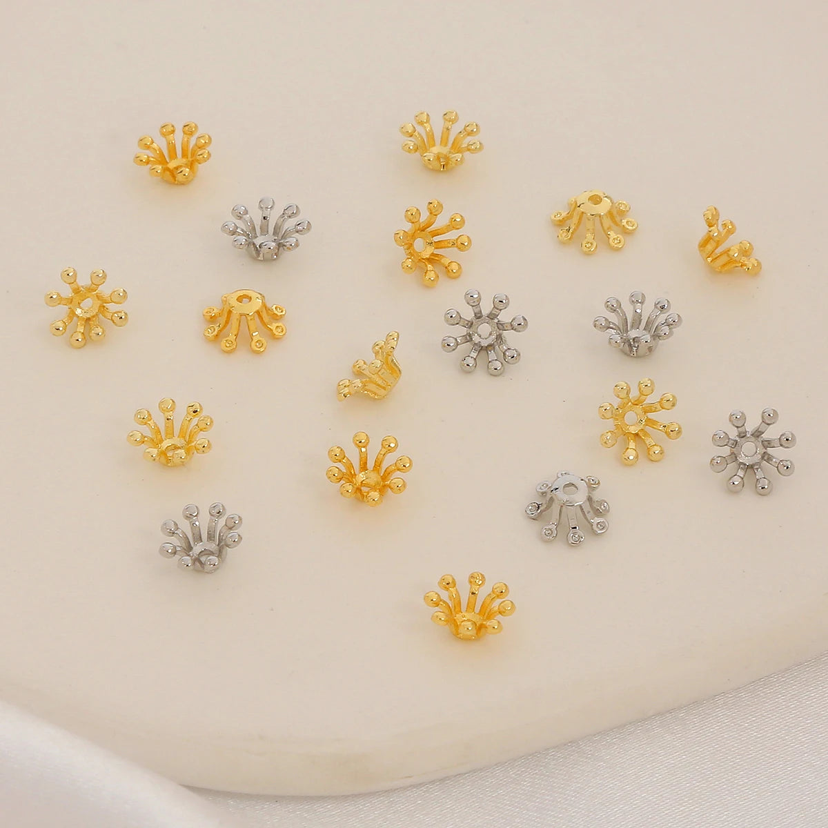 Chinese Style Material Color Preservation 14K Gold Plated Bead Cap DIY Antique Hairpin with Sun Flower Core 8mm Bead Caps
