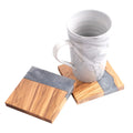 Laser Engraved Blank Olive Bamboo Wood  Resin square coaster Grey Color