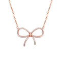 Wish Jewelry Beautiful Gold Plated Micro Paved Cubic Zircon Bowknot Shape Popular 925 Silver Full Diamond Bow Pendant Necklace