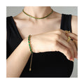 ERESI PVD 18K Gold Plated Stainless Steel Chain Choker Necklace Dainty Women Colorful Cubic Zirconia Necklace Bracelet Set