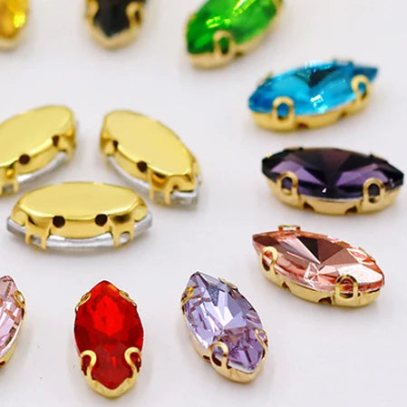 5*10mm Navette Swimwear Bling Decor Sew on Crystal Rhinestone