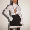 ODM New Fashion Women Clothing Short Ruffle Shirt Dress 2 Piece Set Casual Simple Ladies Cotton White Corset Dresses 2024