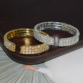 Gelang Full Rhinestone Cuff Bracelet Trending Gold Plated Bead Crystal Zircon Bracelet Jewelry for Women