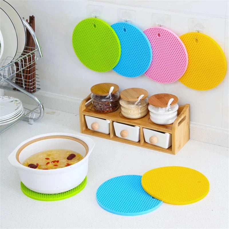 Round Multifunctional Honeycomb Coaster Silicone Non-slip Table Mat Heat Resistant Dish Bowl Mats Placemat Table Insulated Pad