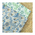 Custom Printed Blue & Green Leaves Lightweight Stain Resistant 100% Cotton Woven Fabric for Girls & Boys Garments