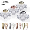 JTING Top Quality High End 4 Colors Gold and Sliver Metal Effect Mirror Metallic Nail Gel Polish OEM Esmaltes De Gel Metallic