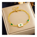 Fashion Jewelry Wholesale 18K Gold Plated Double Layer Stainless Steel Chain Square Zircon Stainless Steel Choker Necklace