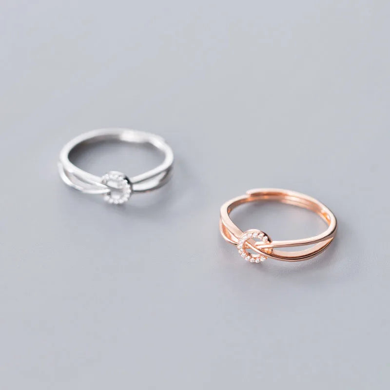 Fashion Stylish Unique Design Elegant 925 Sterling Silver CZ Double Layer Resizable Round Sweet Ring S925 Jewelry Women J7290