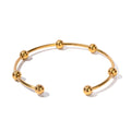 N&S 18K Gold Stainless Steel Beaded Ball Bracelet Fashionable Trendy Design for Women Fashion Bangles