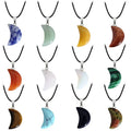 Cheap Moon Crystal Necklace Natural Stone Pendant Rope Wrap Necklace for Women