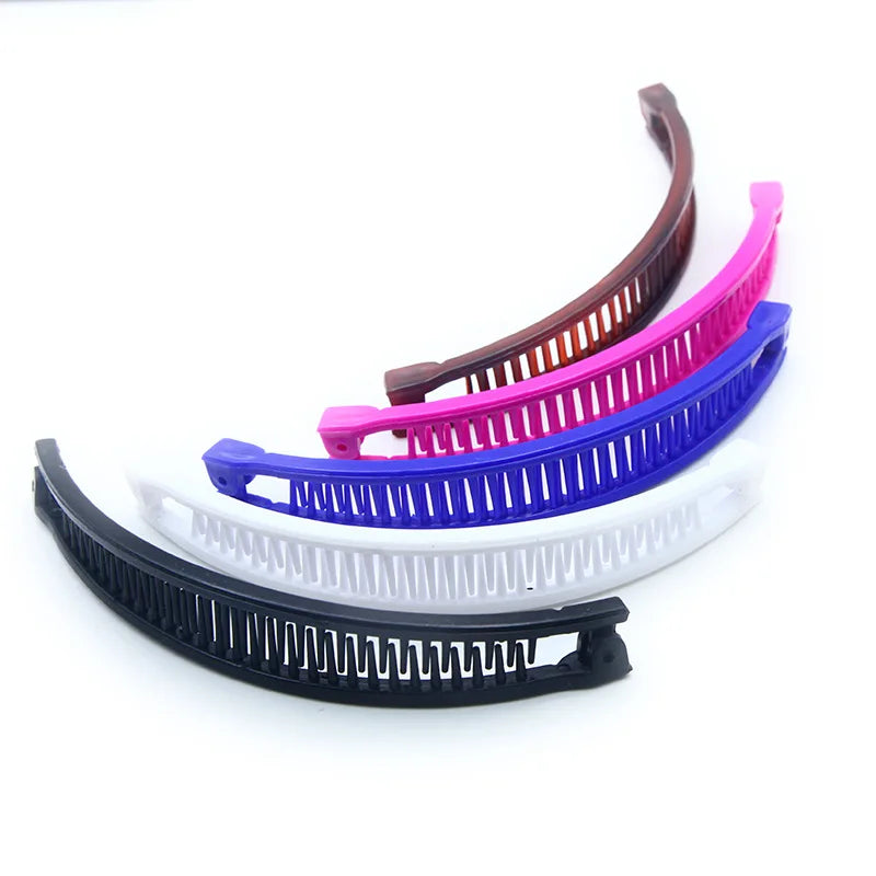 Fashion Women Solid Color Banana Clips Colorful Plastic Claw Anti slip Hairpin Women Hair Accessories