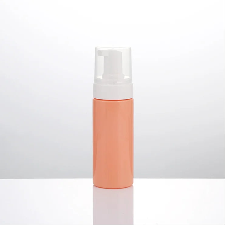 Custom Orange Plastic PET Foam Pump Bottle with Cap with Brush Recyclable 100ml/120ml Blue Green Face Washing Foam Bottle