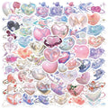 60PCS Aesthetic Flower Rose Valentine Day Gift Girly Metallic love Heart Stickers