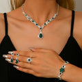 5-Piece Ladies' Fashionable Water Droplet Necklace Jewelry Set Filled with Rhinestones