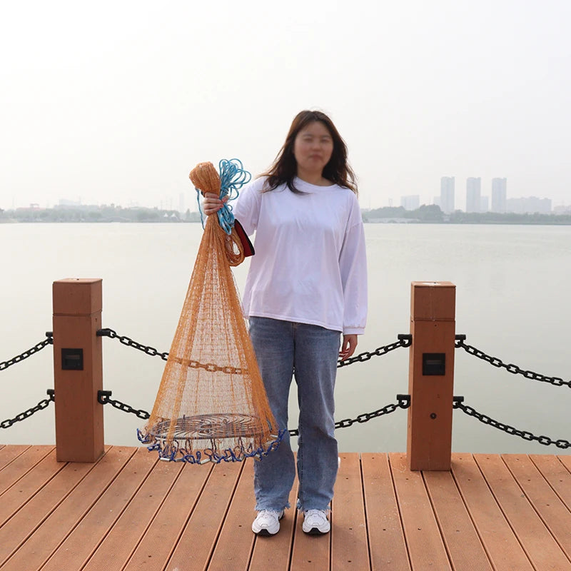 Hot Selling Atarraya De Pesca Tire Line Fishing Net Throw Hand with frisbee Hand Cast Net