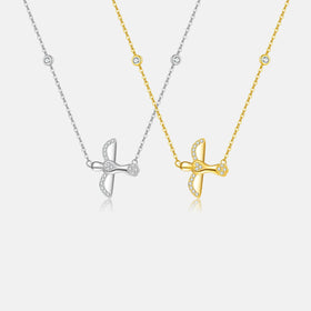 FUAMAY Fashion Dainty 18K Gold Plated Silver 925 Dove Pendants Necklace Sterling Silver Birds Pendant Necklace With Zircon