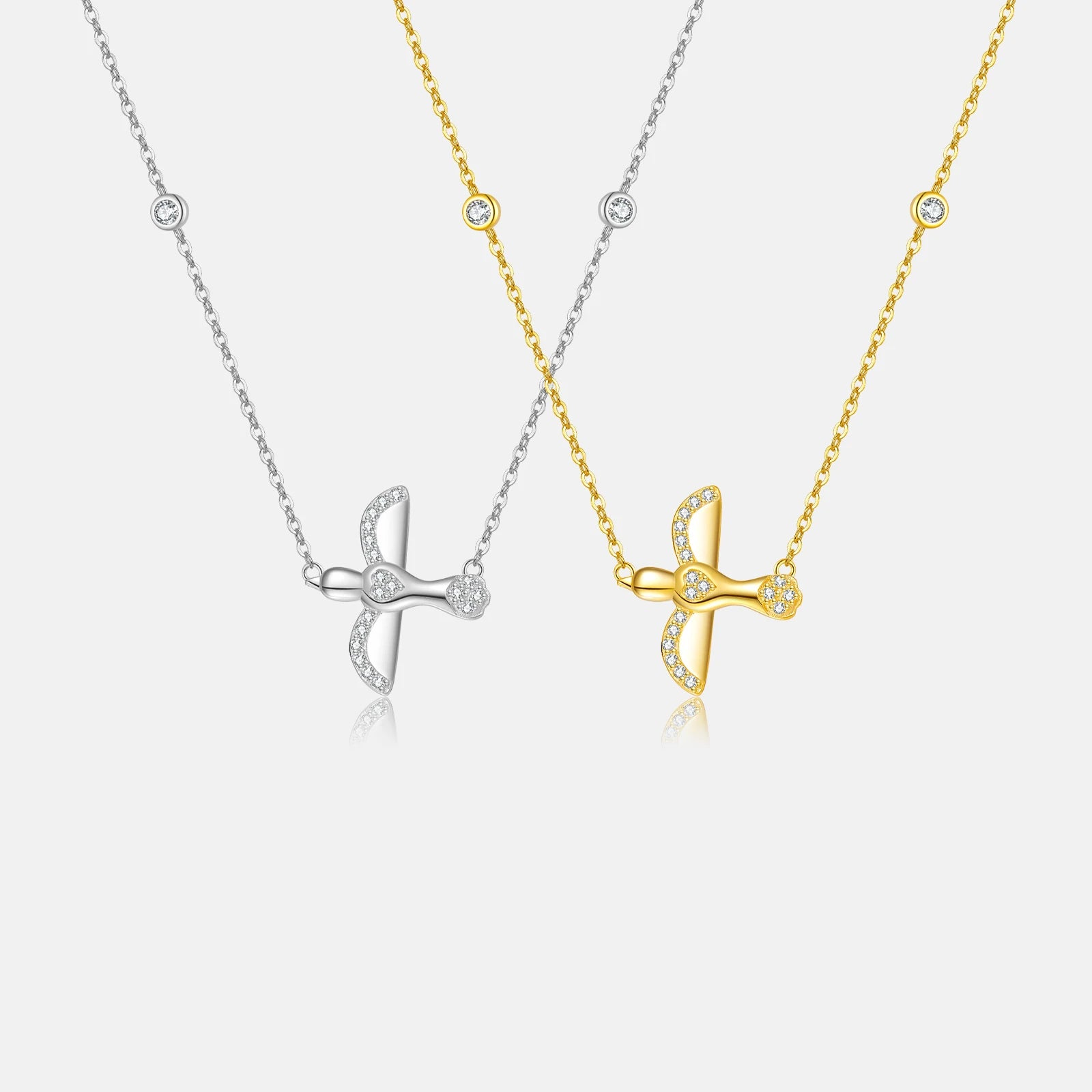 FUAMAY Fashion Dainty 18K Gold Plated Silver 925 Dove Pendants Necklace Sterling Silver Birds Pendant Necklace With Zircon