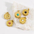 Vintage Pvd Gold Plated Stainless Steel Octopus Star Disc Pendant Charm With Round Natural Stone Jewelry Accessories Wholesale