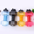 Custom logo 2.2L Water Bottle Weights Big Plastic Dumbbell Shape Sport Shaker Water Bottle With Handle