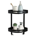 Matte Black SUS304 Stainless Steel Dual Tier Self Adhesive Shelves Multifunctional Bathroom Corner Rack Bathroom Wall Shelf