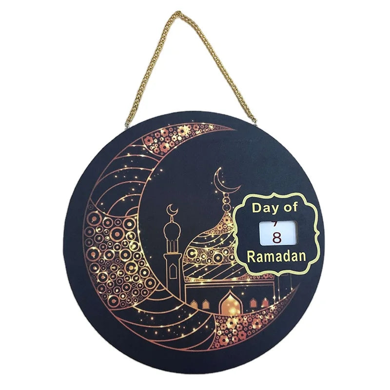 New Design Ramadan Wooden Countdown Calendar Muslim Eid Al-Fitr Countdown Advent Calendar for Decorative Use