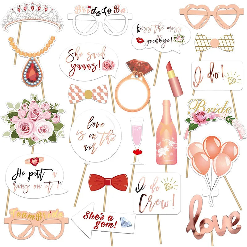 Ychon Bride to Be Party Photo Booth Props Team Bride Single Party Photo Props Wedding Party Accessories