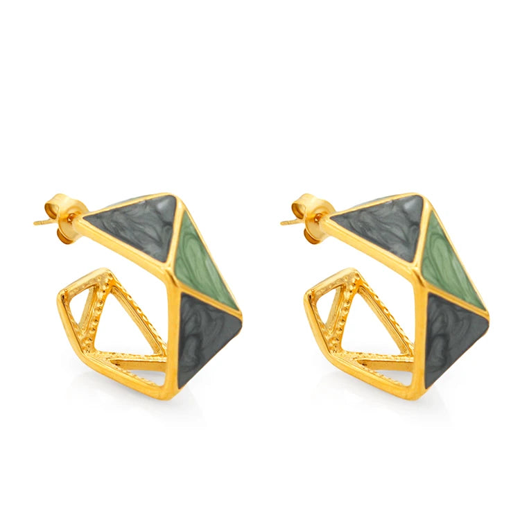 Chris April 316L Stainless Steel Jewelry Accessories Unique Gold Earrings