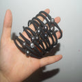 Hawaiian Multi Colors Silicone Wristband and Black Freshwater Pearl Bead Charm Silicone Bracelets and Necklaces Jewelry