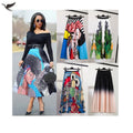 Fashionable Women's Printed A-Line Dress Formal Midi Pleated Skirts Bohemian Long Dress