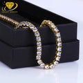 Hot Selling 4mm 5mm 6mm Cut Moissanite Sterling Silver Gold Plated Iced Tennis Necklace