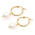 Wholesale Bulk Stainless Steel Gold Plate Real Natural Freshwater Pearl Bead Dangle Drop Earring Jewelry for Women