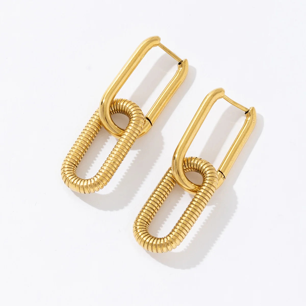 Trendy High End Stainless Steel Waterproof 18K Gold Double U-shaped Earrings for Women