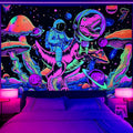 Blacklight Dinosaur Tapestry UV Reactive Space Astronaut Tapestries Neon Galaxy Planet Tapestry Stars Wall Hanging for Bedroom
