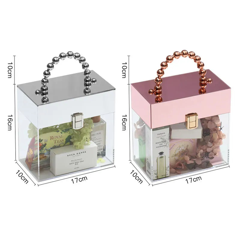 Hot Sale New Acrylic Hand-carry Engagement Partner Gift Box Screen Printing Customizable Size Color Transparent Square Bucket