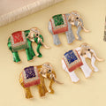 Vintage Gold Plated Rhinestone Elephant Brooch Women Multi Colors Enamel Thailand Elephant Brooches for Sweater