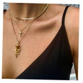 New Women Trend Rose Cross Multi Layer Necklace Jewelry
