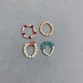 YK780 New Trendy Natural Freshwater Pearl Rings Adjustable Elegant Baroque Pearl With Natural Stone Beaded Elastic Ring Women