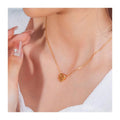 Chris April PVD Gold Plated 316L Stainless Steel Weaving Hollow-out Heart Shape Chain Necklace